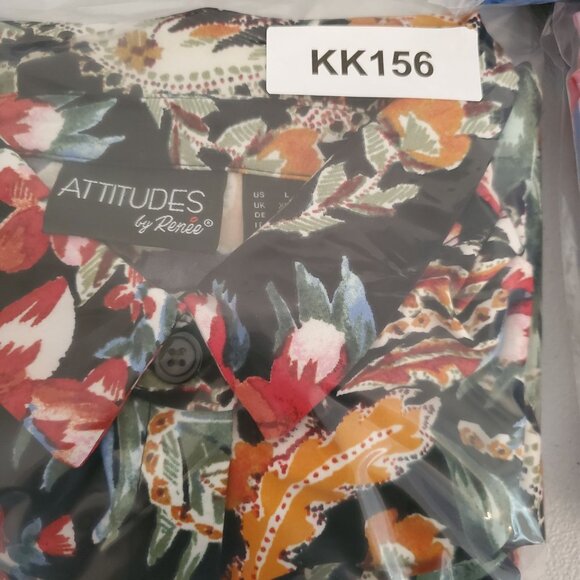 Attitudes by Renee Regular Womens Floral Print Colorful Button Up Blouse Size L - Picture 9 of 9